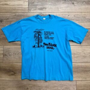 Vintage 80s Two Friends Bar‎ Key West T Shirt Single Stitch XL Blue USA Belton